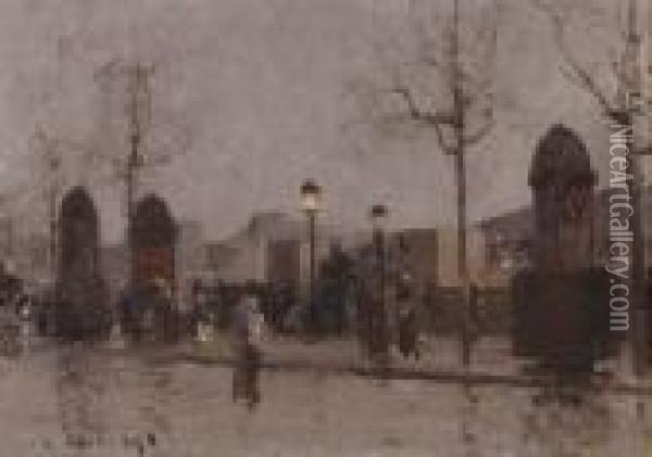 Vue De Paris La Nuit Oil Painting - Luigi Loir