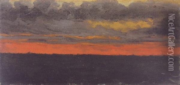 Efter Solnedgang Under Ovader Pa Hafvet Oil Painting - August Strindberg