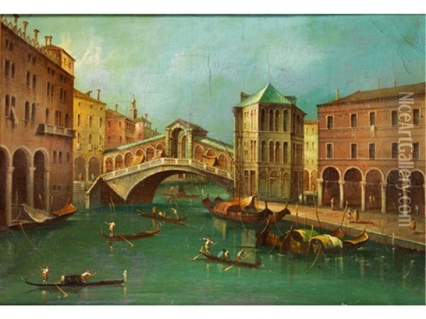 Venedigvedute Mit Rialtobrucke Oil Painting - Sebastiano Cora