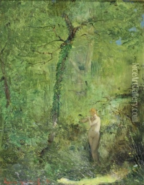 Nymphe Musicienne Dans La Foret Oil Painting - Louis Francois Leon Gautier