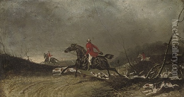 Hunting At Nursling, Full Cry Oil Painting - Abraham Cooper