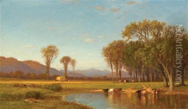 Summer Afternoon In The Meadows, North Conway, New Hampshire Oil Painting - Samuel Colman