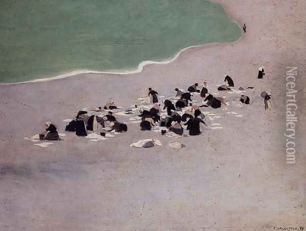 Washerwomen at Etretat Oil Painting - Felix Edouard Vallotton