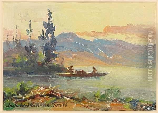 Lake In Mountain Landscape S L/l: Jack Wilkinson Smith O/cb 4 X 5.75 Est:$1000/1500 Oil Painting - Jack Wilkinson Smith