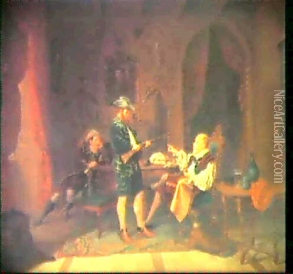 Bvesuch Beim Jagdherrn. Oil Painting - Edward Allen Schmidt