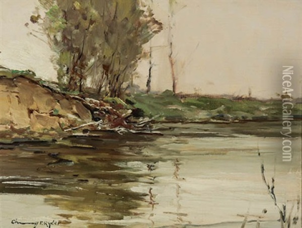 Along The Riverbank Oil Painting - Chauncey Foster Ryder