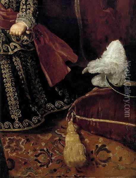 Prince Baltasar Carlos with a Dwarf (detail) 1631 Oil Painting - Diego Rodriguez de Silva y Velazquez