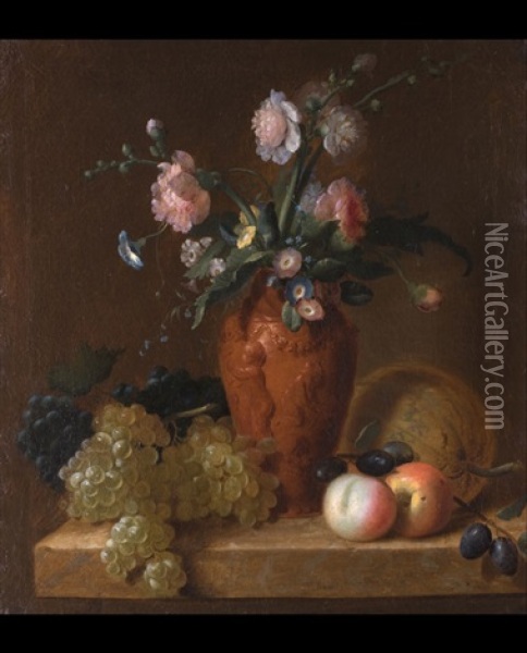 Blumen- Und Fruchtestillleben Oil Painting - Jean Louis Prevost