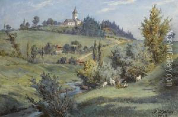 Ansicht Der Kirche Von Wahlern Oil Painting - Johann Zahnd