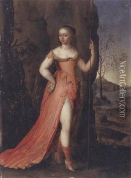 Portrait Of A Lady As Diana Oil Painting - Joseph Werner the Younger