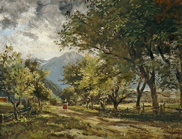 Landschaft Am Kochelsee Oil Painting - Joseph Hahn