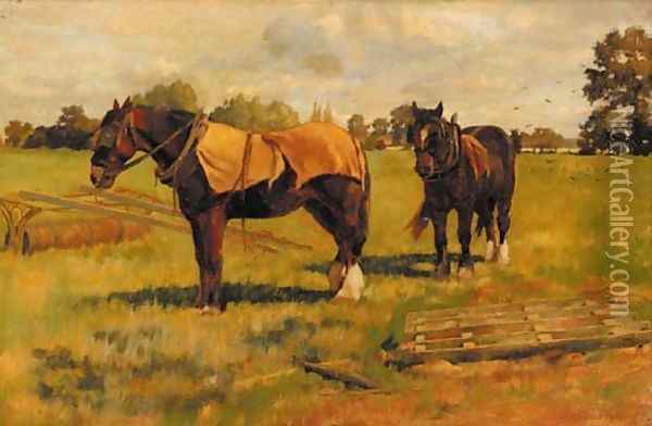 The end of the day Oil Painting - Edward G. Hobley