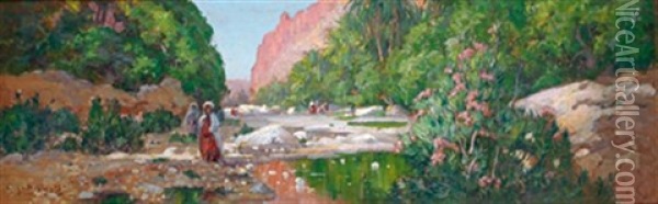 Les Gorges D'el-kantara Oil Painting - Eugene F. A. Deshayes