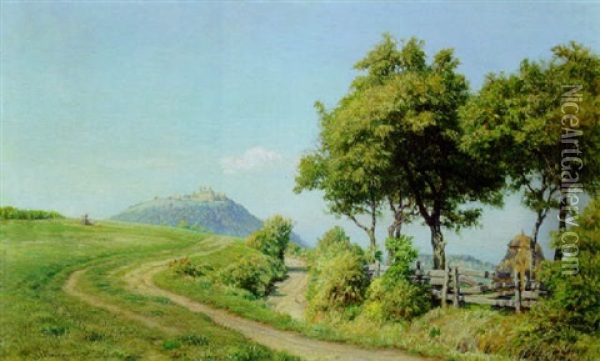 Blick Auf Den Leopoldsberg Oil Painting - Thomas Leitner