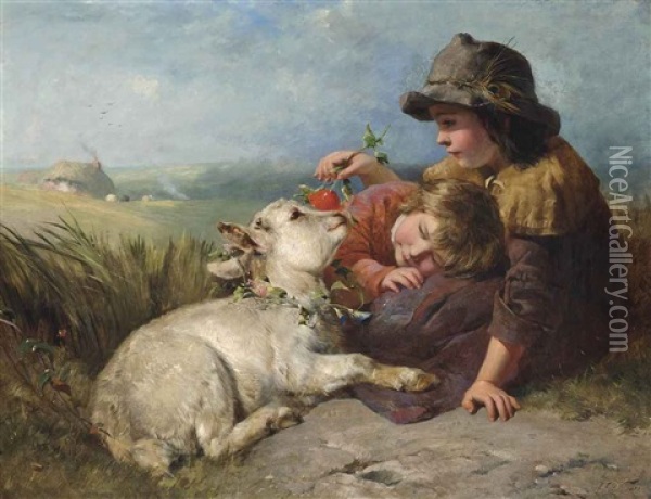 The Favourite Pet Oil Painting - James John Hill