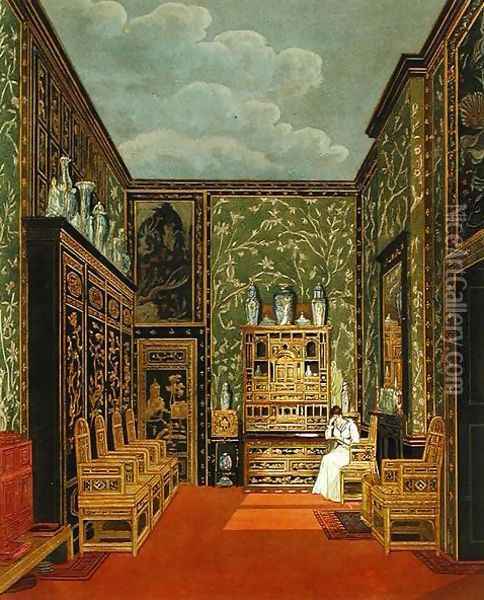 The Green Closet at Frogmore from Pynes The History of Royal Residences engraved by William James Bennett (1787-1844), published in 1819 Oil Painting - Charles Wild