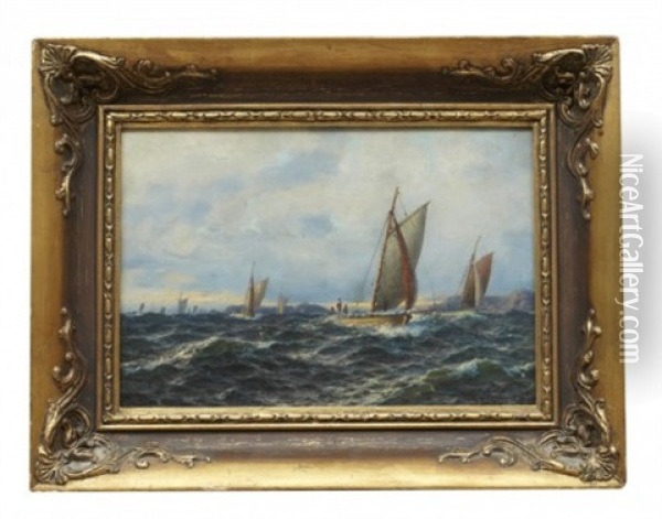 Makrelfiskere Oil Painting - Hjalmar Johnssen