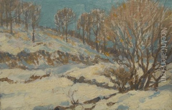 Winter, Connecticut (study) Oil Painting - Chauncey Foster Ryder
