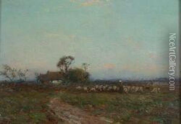 Return Of The Flock Oil Painting - Edwin Sherwood Calvert