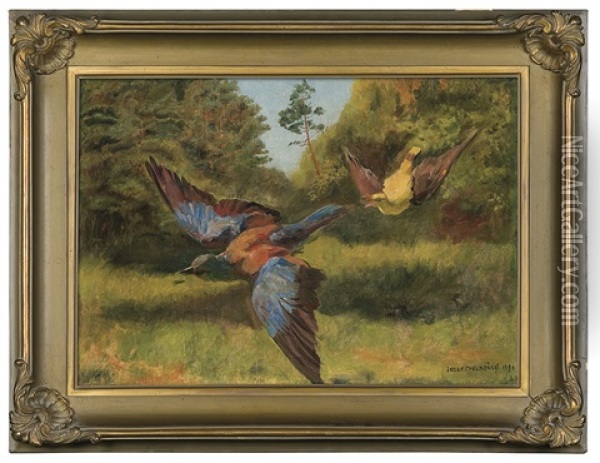 Birds Oil Painting - Josef Chelmonski