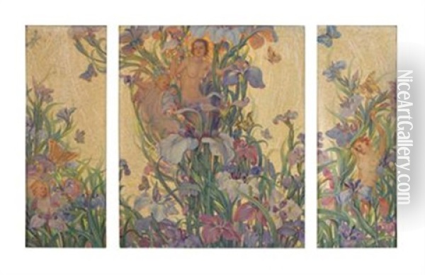 Fantasia (triptych) Oil Painting - Nicola D'Ascenzo