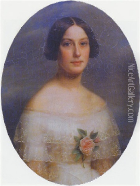 Portrait De Berthe De Thellusson Oil Painting - Marie-Celestine (Mme Pigault) Faucon