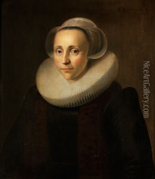 Damenportrait Oil Painting - Jan van Miereveld