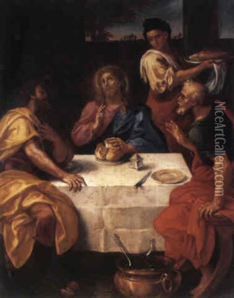 Christ Et Emmaus Oil Painting - Louis de Boulogne the Younger