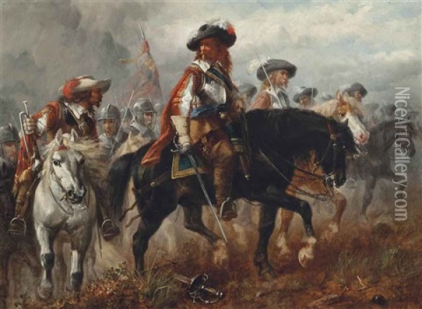 The King's Cavalry Moving Into Position For A Charge At Naseby Oil Painting - Richard Beavis