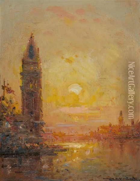 Venedig Im Abendrot Oil Painting - Henri Duvieux