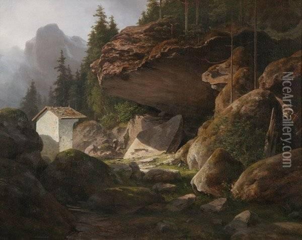 Alpine Landscape Oil Painting - Georg Emil Libert