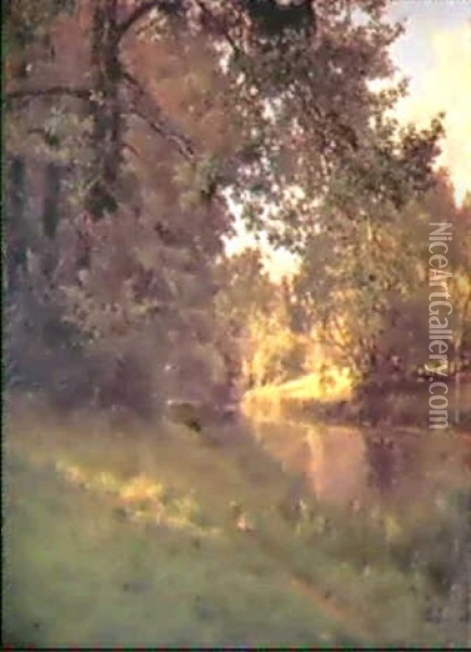 Bachlauf In Sommerlicher Landschaft Oil Painting - Henri Biva