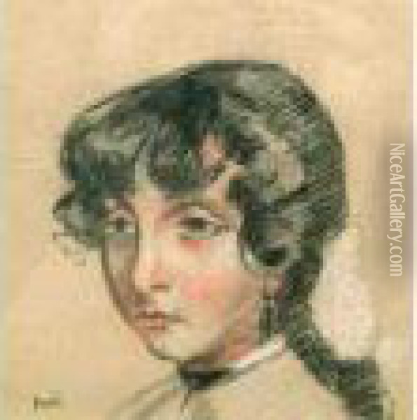 Portrait De Jeune Fille Oil Painting - Jean Peske