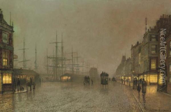 Canny Glasgow Oil Painting - John Atkinson Grimshaw