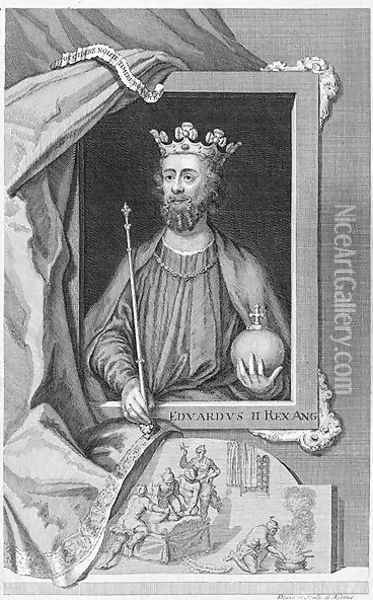 Edward II 1284-1327 King of England from 1307, engraved by the artist Oil Painting - George Vertue