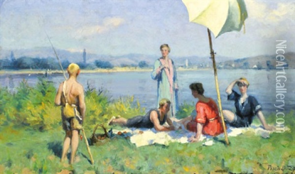 Summer Afternoon Oil Painting - Dezsoe Pecsi Pilch