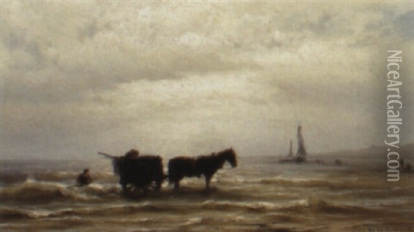 Zandvoort Beach Oil Painting - Johannes Hermanus Barend Koekkoek