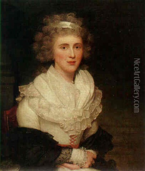 A Portrait Of Mrs. Macdonald Oil Painting - Lemuel Francis Abbott