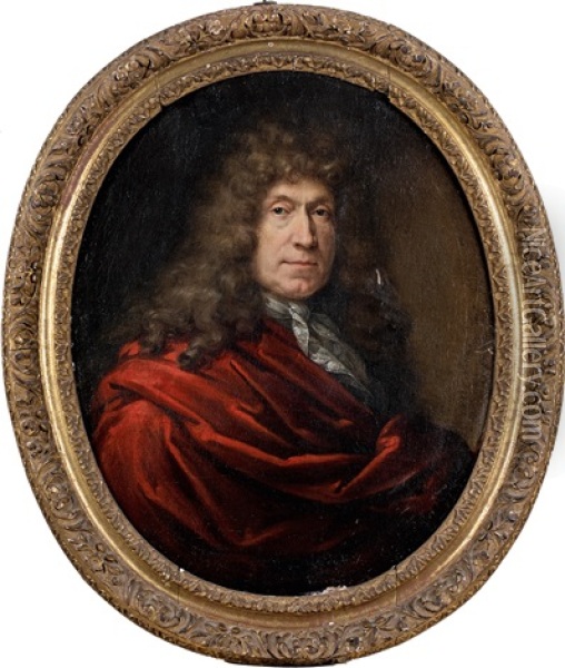 Portrait D'homme En Rouge Oil Painting - Francois Puget