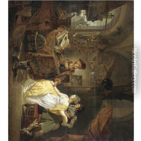 The Visit To The Alchemist Oil Painting - Jean-Louis Demarne