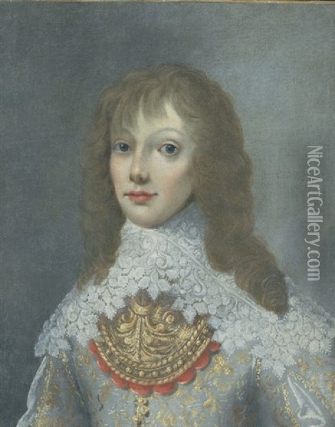 Portrait De Charles Iiie (?), Fils De Nicolas De Baignart Et De Demoiselle Marie De Moncy Oil Painting - Philippe Lallemand