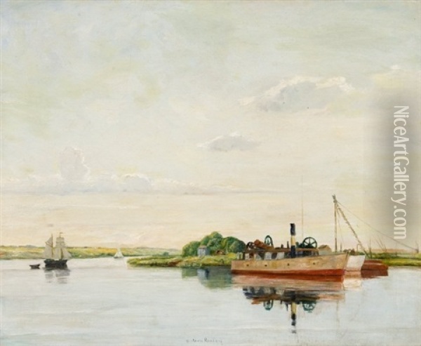 Gudenaa Ved Randers Oil Painting - Johan Rohde