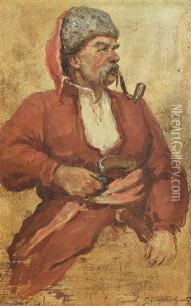 Portrait D'ataman Oil Painting - Sergei Ivanovich Vasil'kovsky