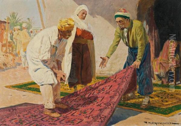 Carpet Dealers Oil Painting - Feliks M. Wygrzywalski