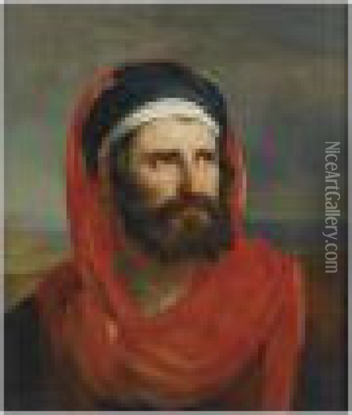 Homme En Buste A La Draperie Rouge Oil Painting - Anne-Louis Girodet de Roucy-Triosson