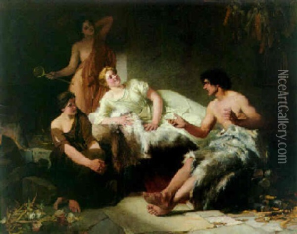 Die Erzahlung Des Hirten (odysseus) Oil Painting - Bela Gross