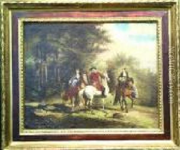 Equestrian Party Oil Painting - Alfred De Dreux