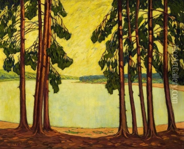 Am Wannsee Oil Painting - Theo Von Brockhusen