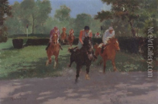 Course D'obstacles Oil Painting - Louis Ferdinand Malespina
