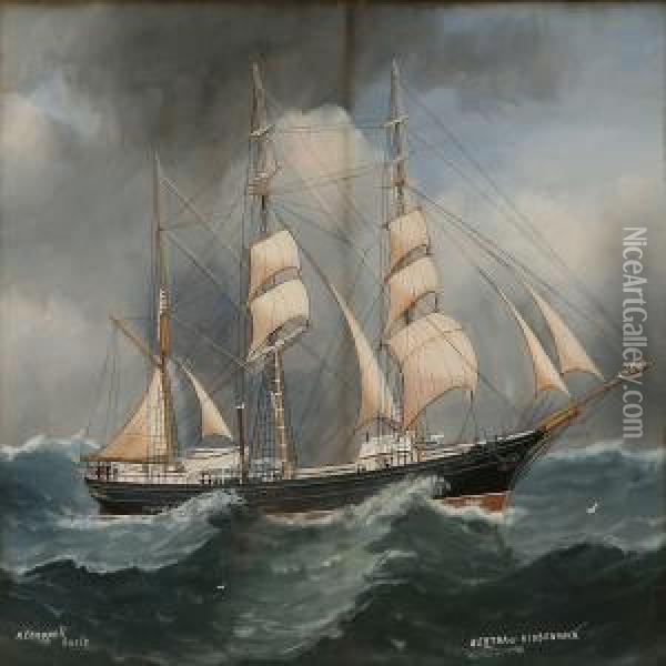 Barque Bertha Of Dragor Oil Painting - Reuben Chappell Of Poole